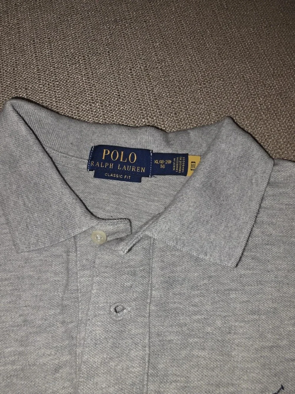 Ralph Lauren Light Gray Polo with Navy Pony